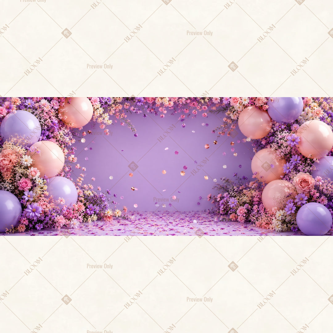 Lavender Birthday Party Wide Backdrop