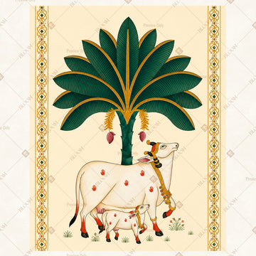 Palm Tree Cow Portrait Rectangle Backdrop