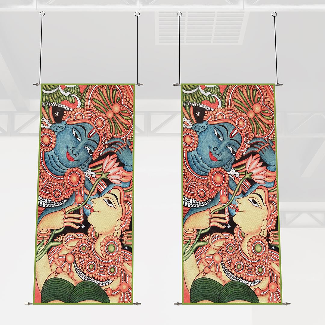 Divine Krishna Romance: Hanging - 2 x 4 ft