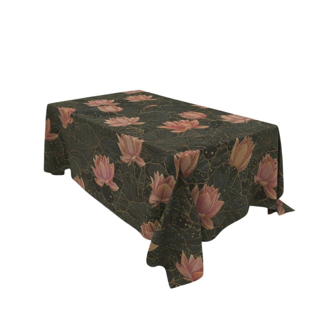 Charcoal Lotus Floral Rectangle Table Cover - Pack Of 6
