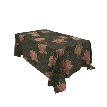 Charcoal Lotus Floral Rectangle Table Cover - Pack Of 6
