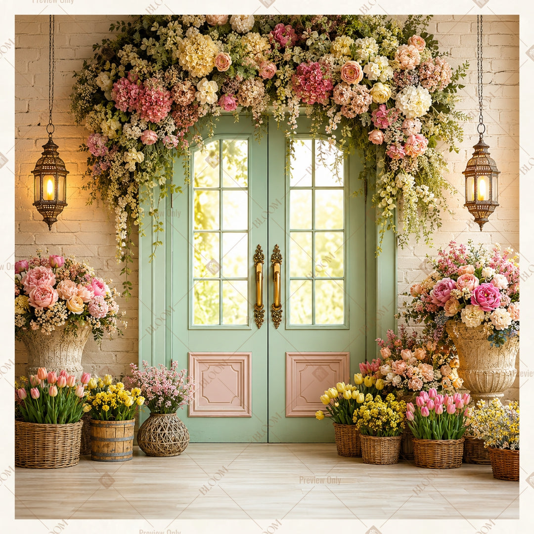 Elegant Floral Window Square Backdrop