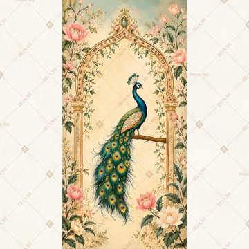 Elegant Peacock Floral Vertical Backdrop