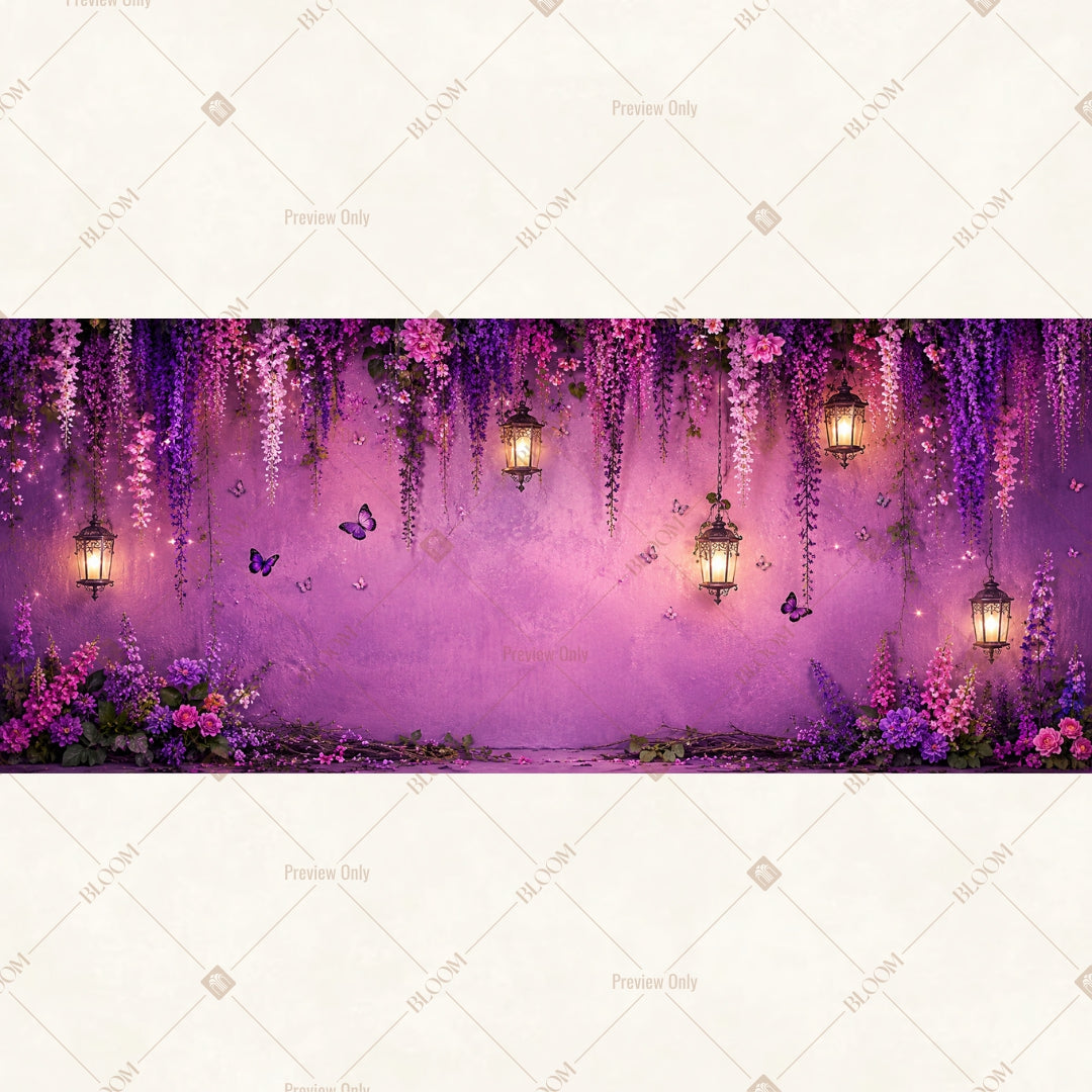 Purple Wisteria Floral Stage Wide Backdrop