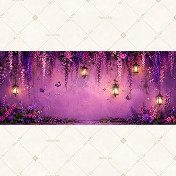 Purple Wisteria Floral Stage Wide Backdrop