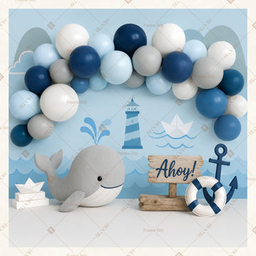 Blue Balloon Baby Shower Square Backdrop