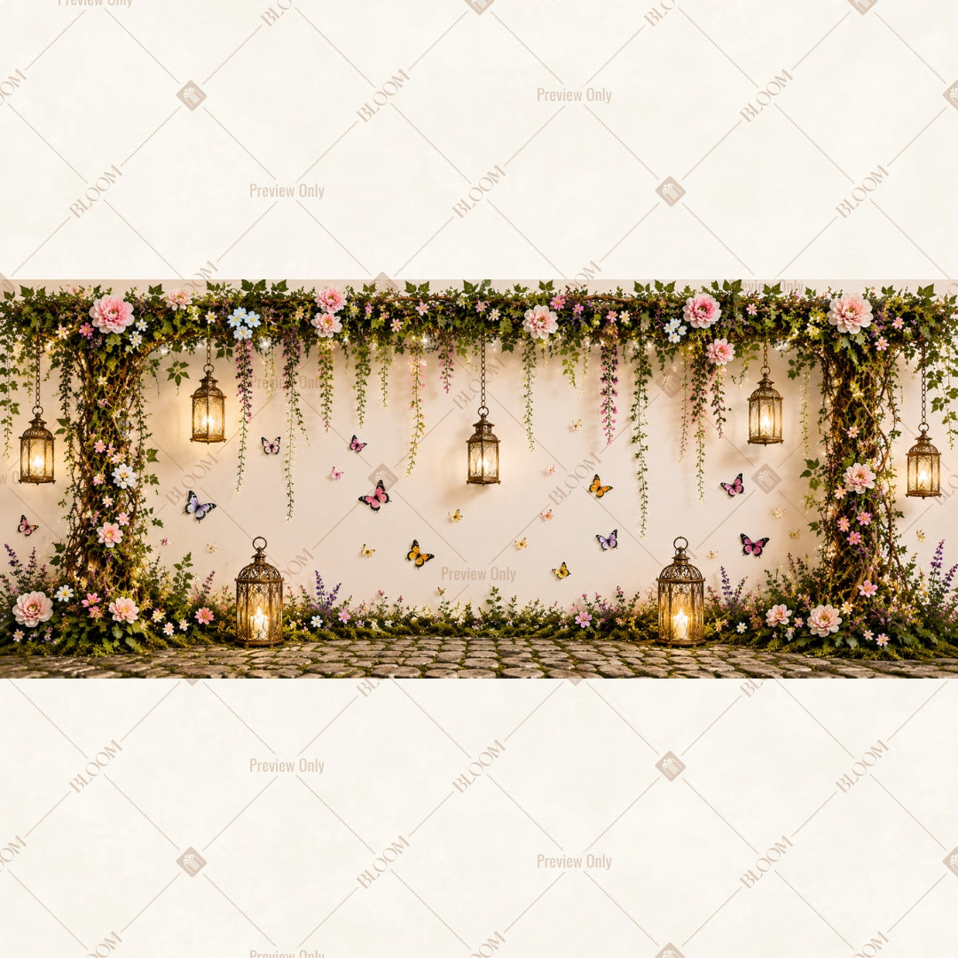 Hanging Floral Garden Wide Backdrop