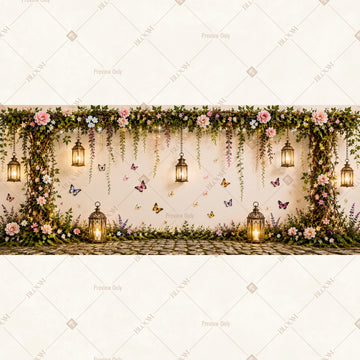 Hanging Floral Garden Wide Backdrop
