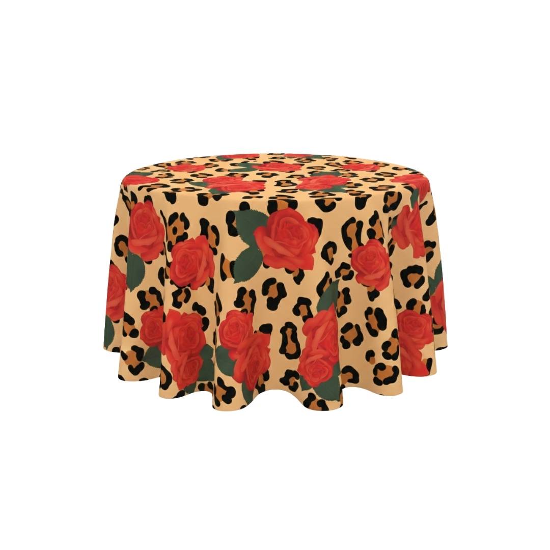 Leopard Rose Fusion Round Table Cover - Pack Of 6