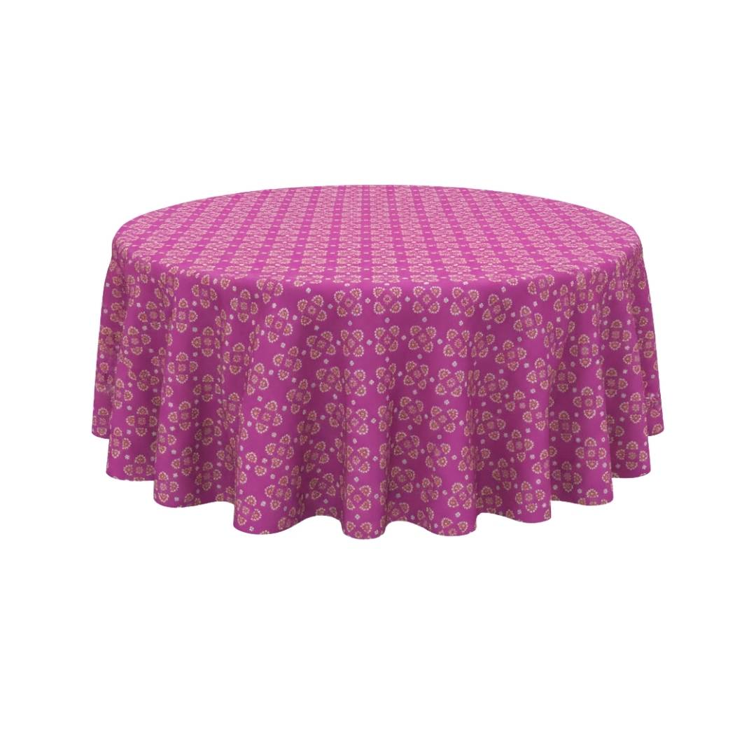Magenta Mosaic Bloom Round Table Cover - Pack Of 6