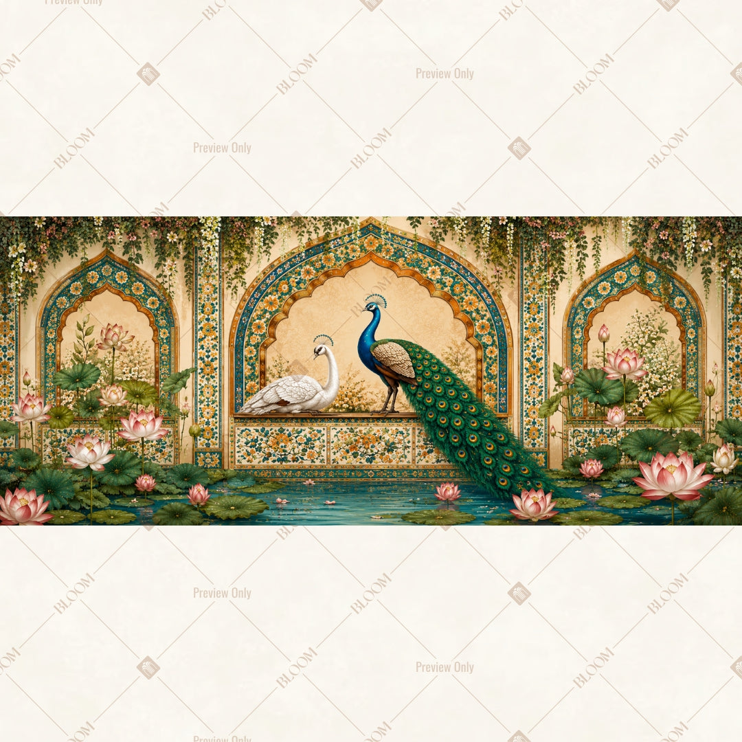 Peacock Palace Border Wide Backdrop