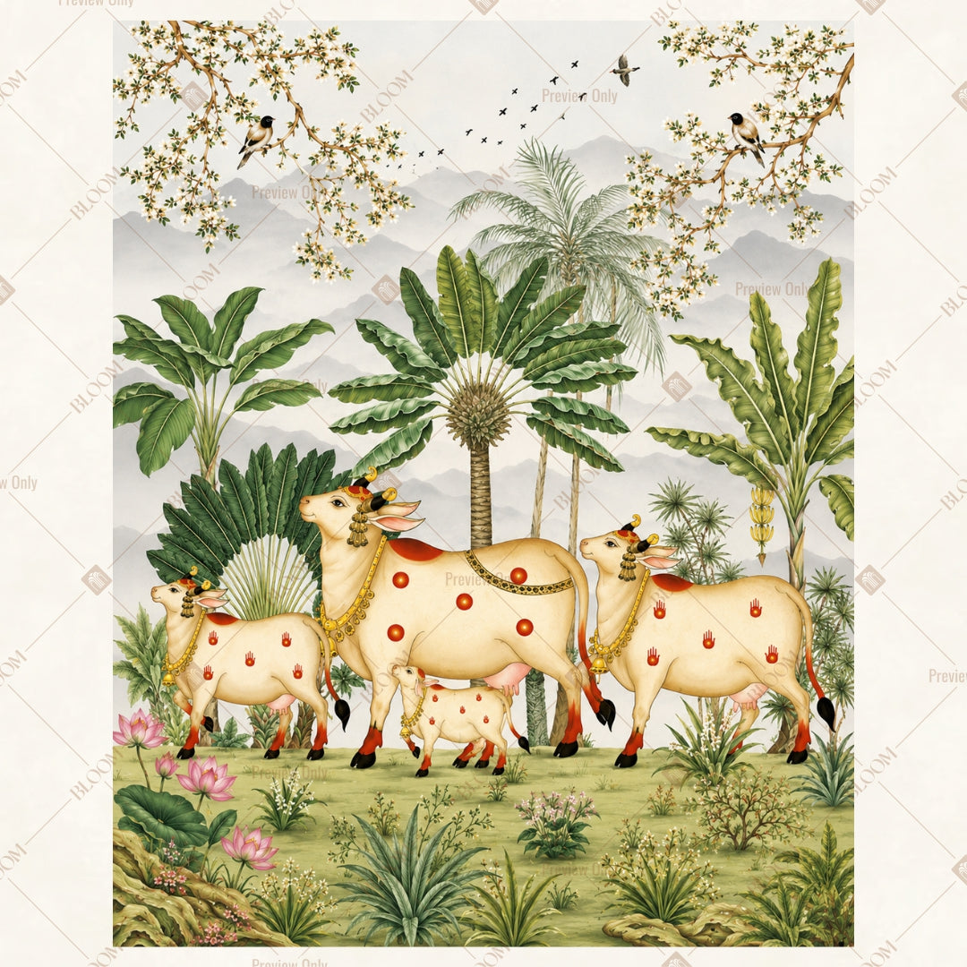 White Cow Meadow Portrait Rectangle Backdrop