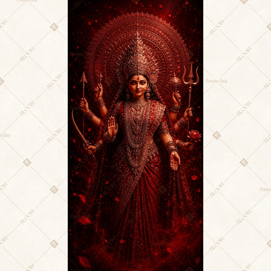 Divine Durga Temple Vertical Backdrop