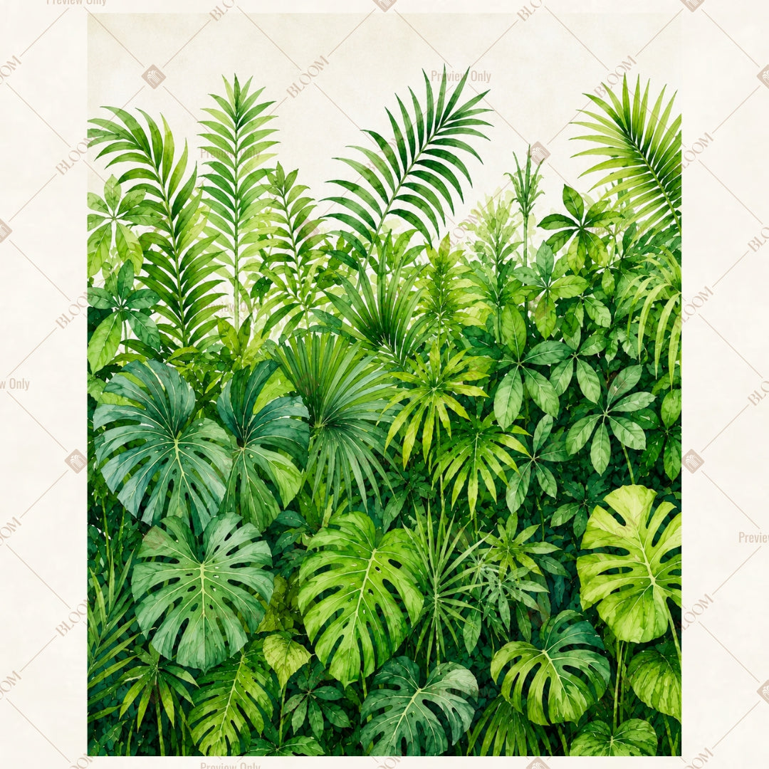 Tropical Green Foliage Portrait Rectangle Backdrop