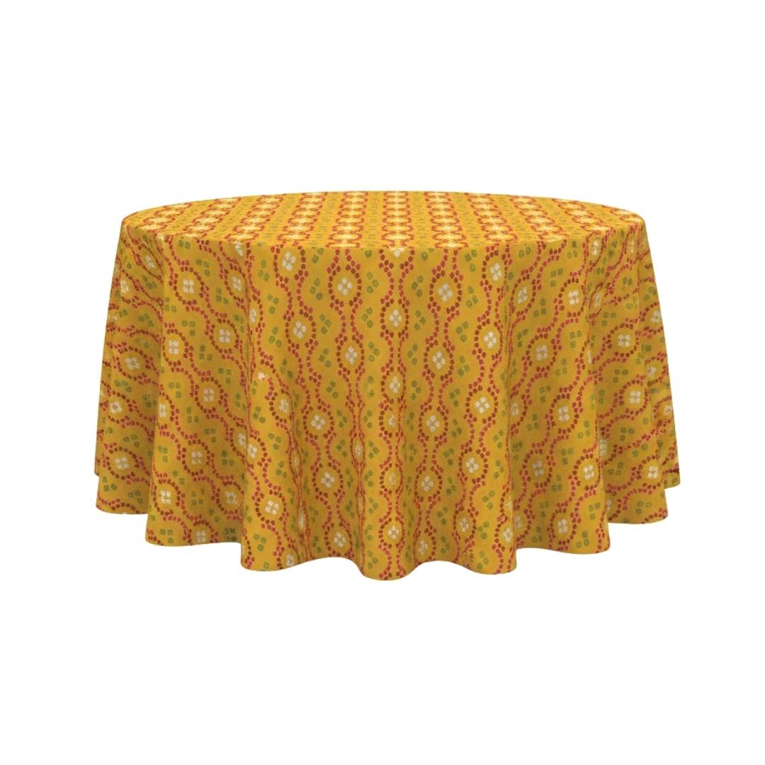 Golden Sunrise Dotted Waves Round Table Cover - Pack Of 6