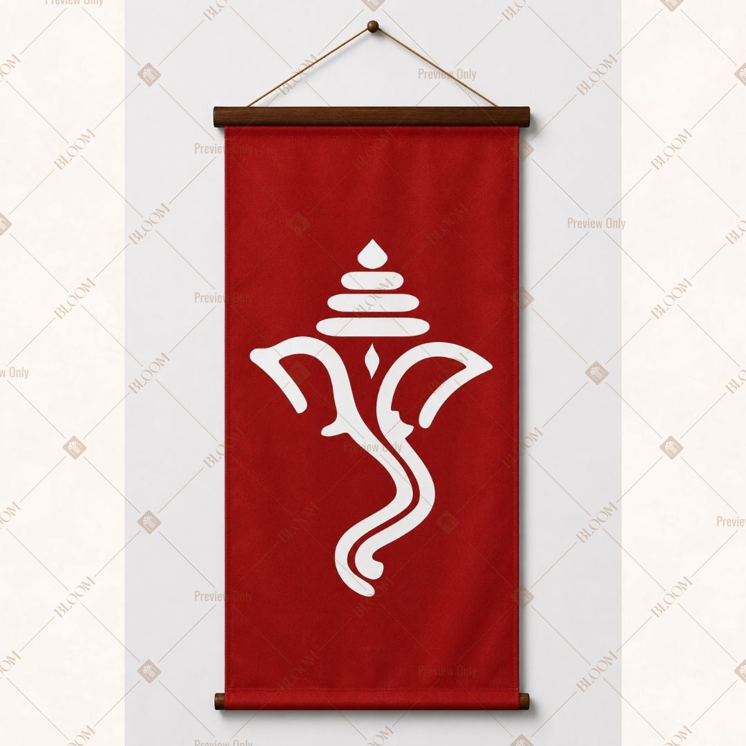 Ganesh Symbol Red Wall Hanging