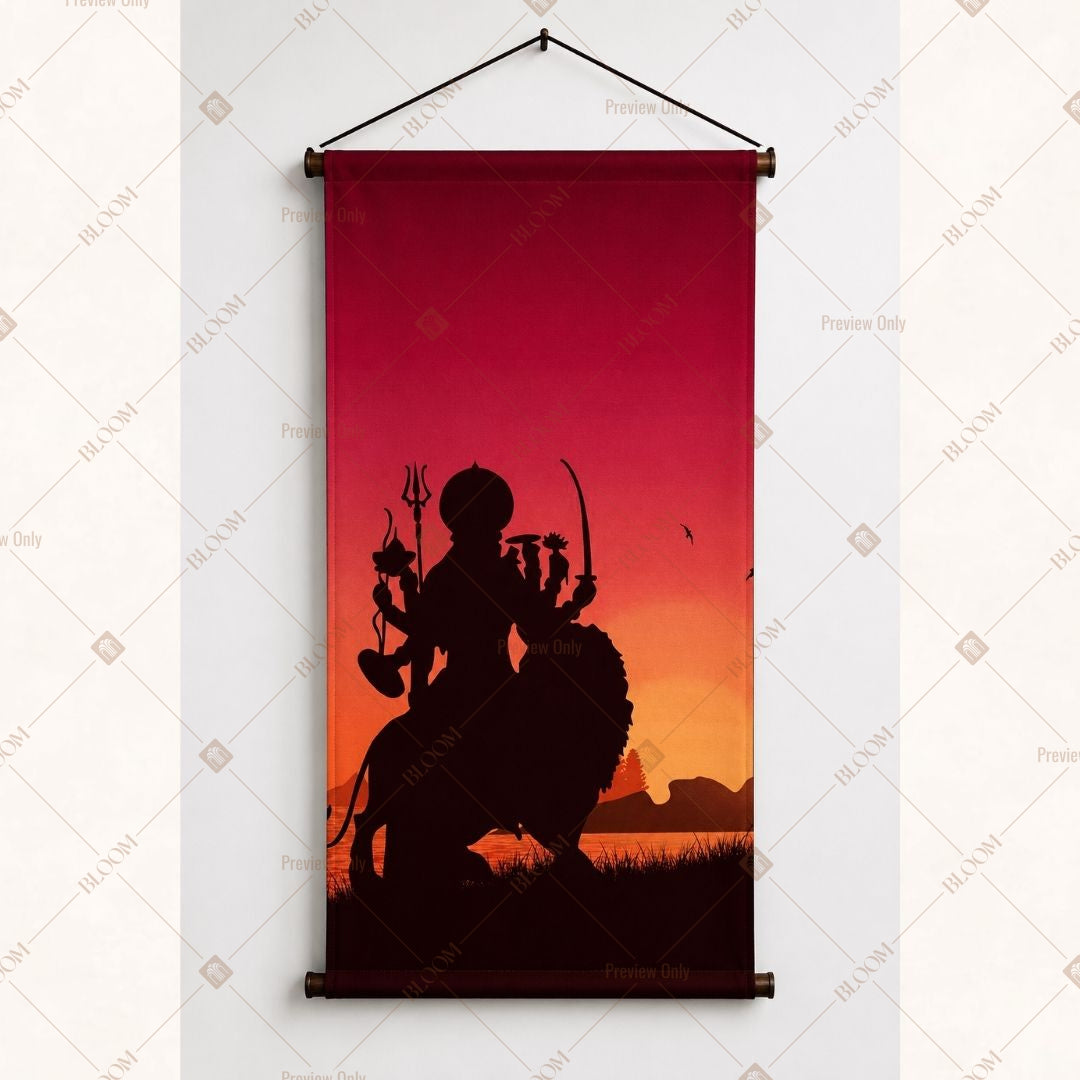 Krishna Silhouette Sunset Wall Hanging