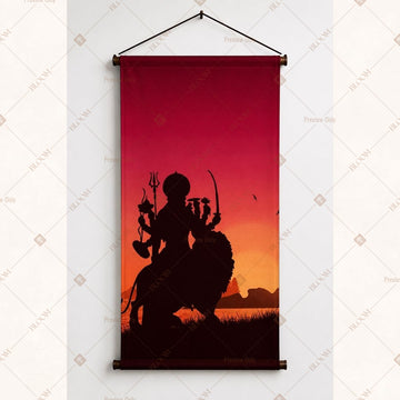 Krishna Silhouette Sunset Wall Hanging