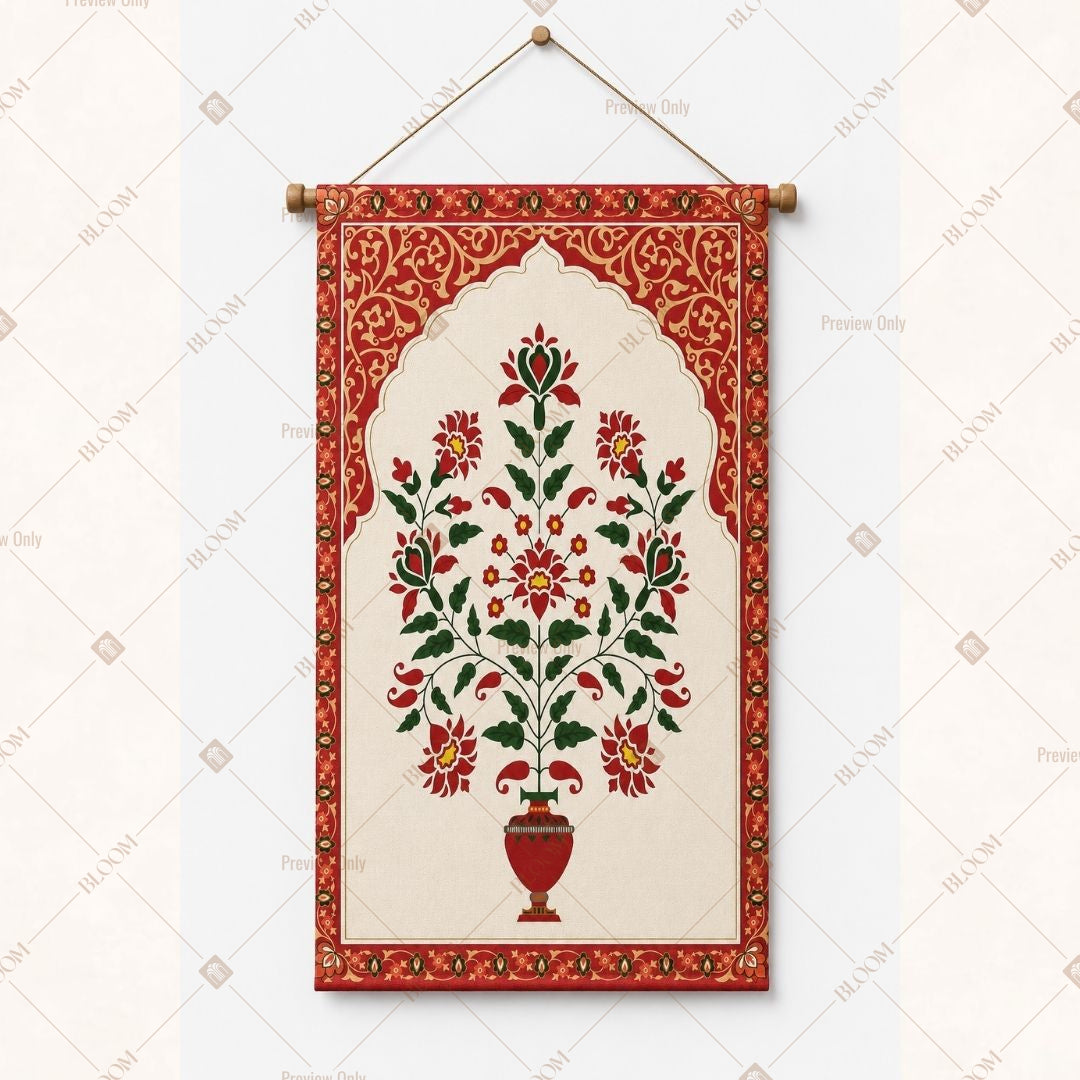 Floral Vase Folk Art Wall Hanging