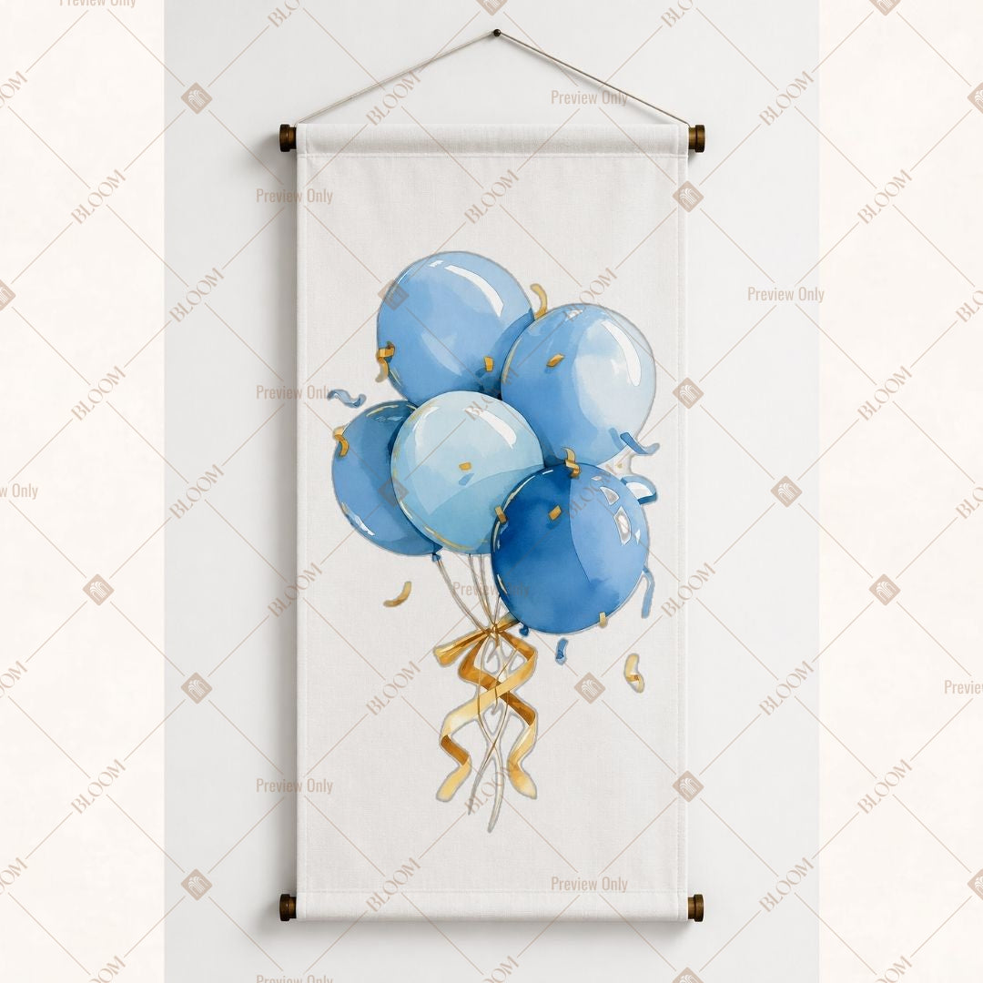 Blue Balloon Kids Wall Hanging