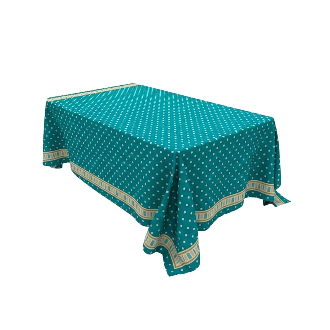 Teal Polka Border Rectangle Table Cover - Pack Of 6