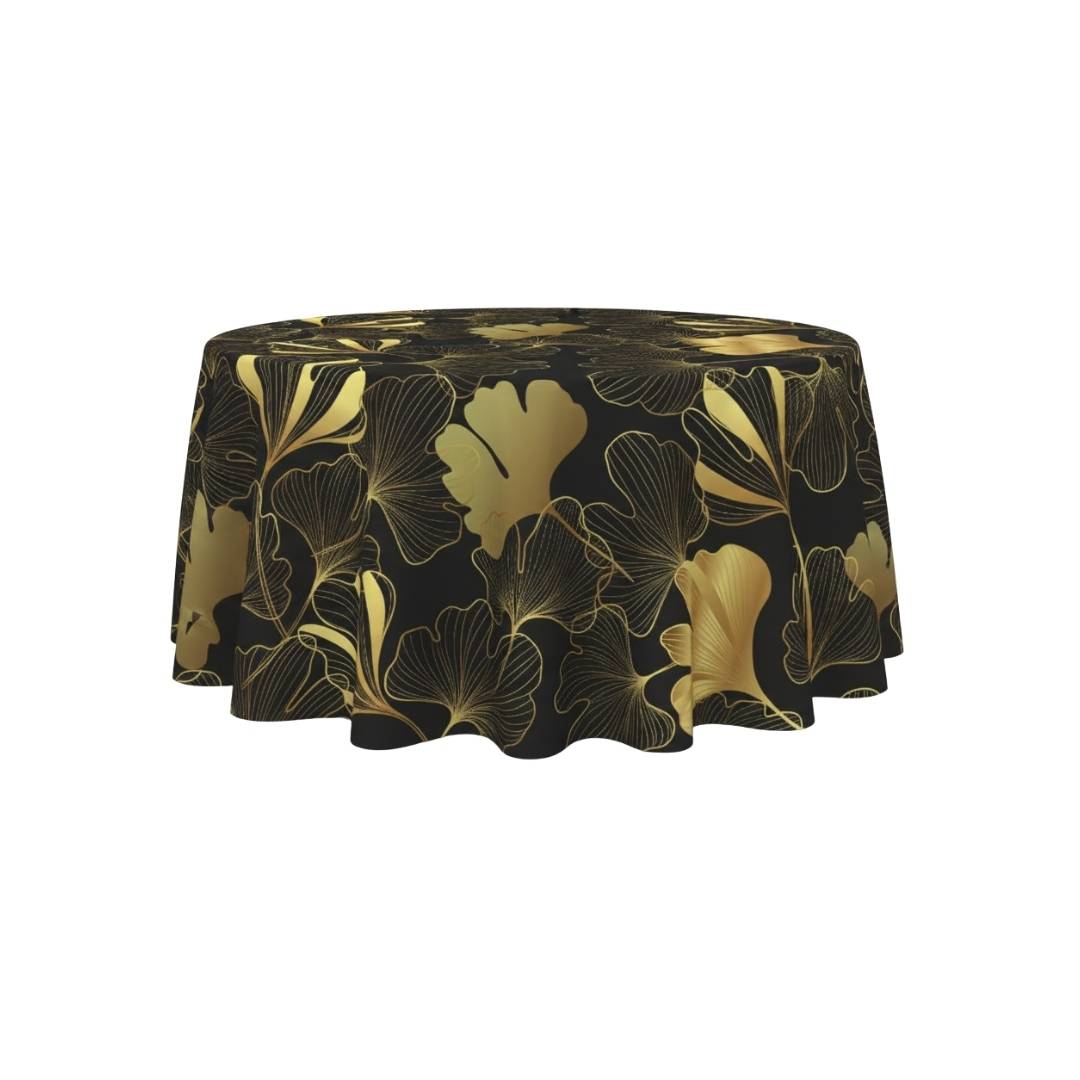 Golden Noir Ginkgo Luxe Round Table Cover - Pack Of 6