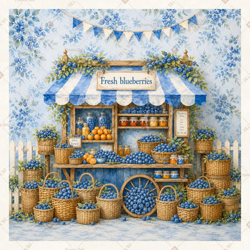 Blue Dessert Cart Party Square Backdrop