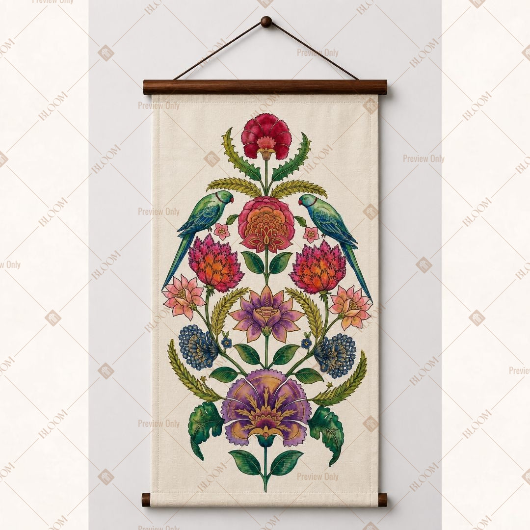 Colorful Folk Art Pot Wall Hanging