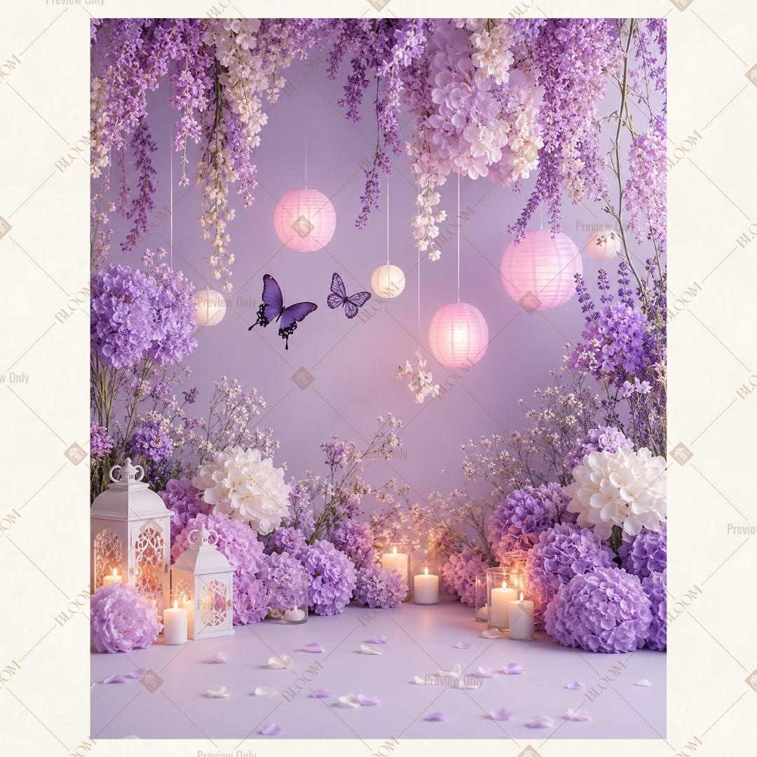 Dreamy Lavender Lights Portrait Rectangle Backdrop