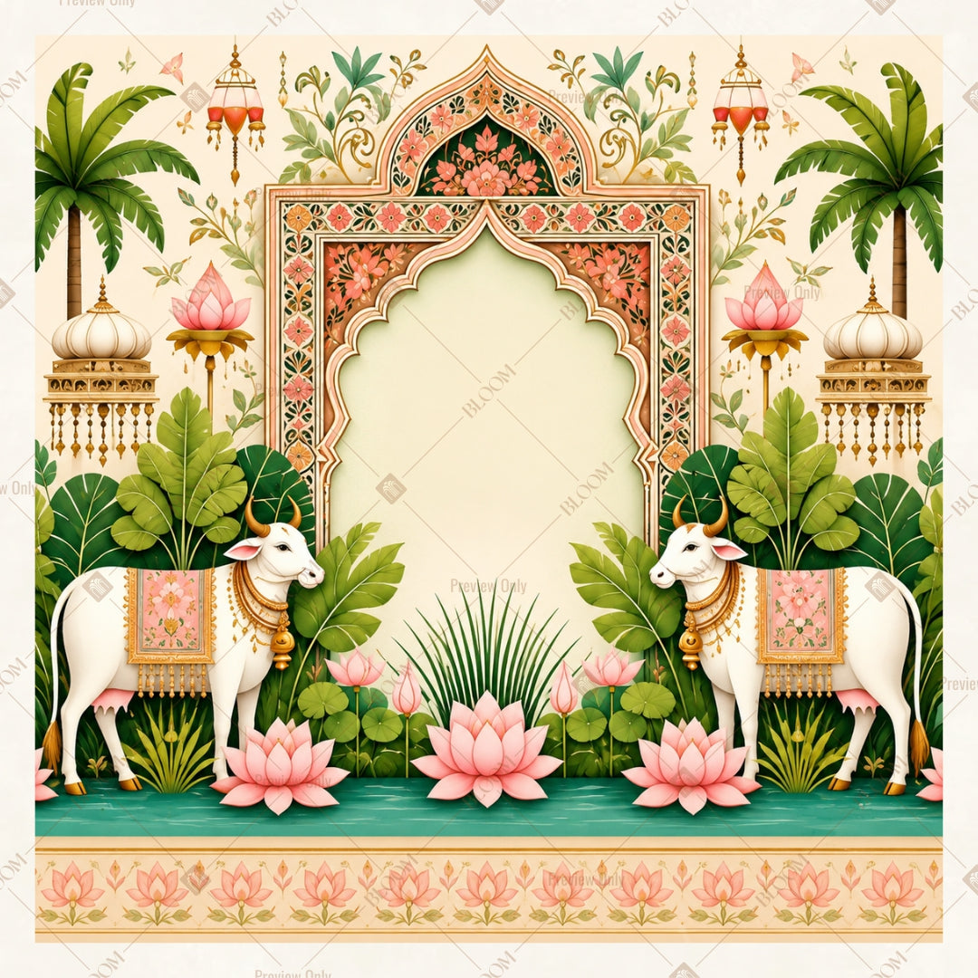 Lotus Palace Floral Arch Square Backdrop