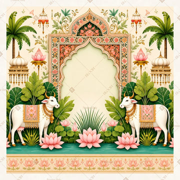 Lotus Palace Floral Arch Square Backdrop