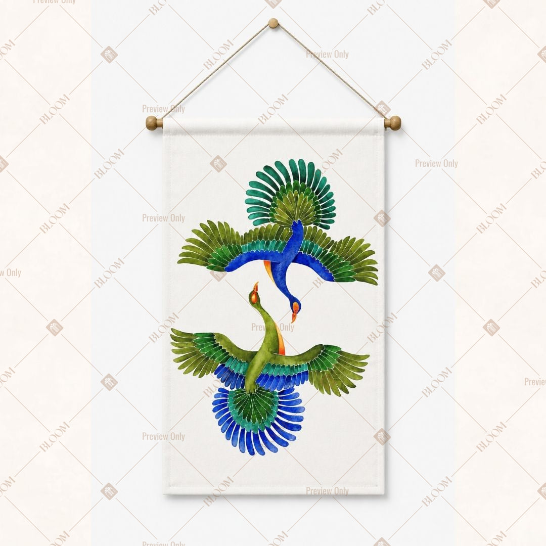 Paired Peacock Art Wall Hanging