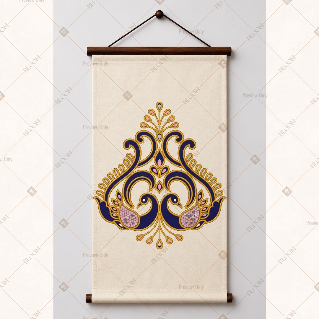 Golden Damask Motif Wall Hanging