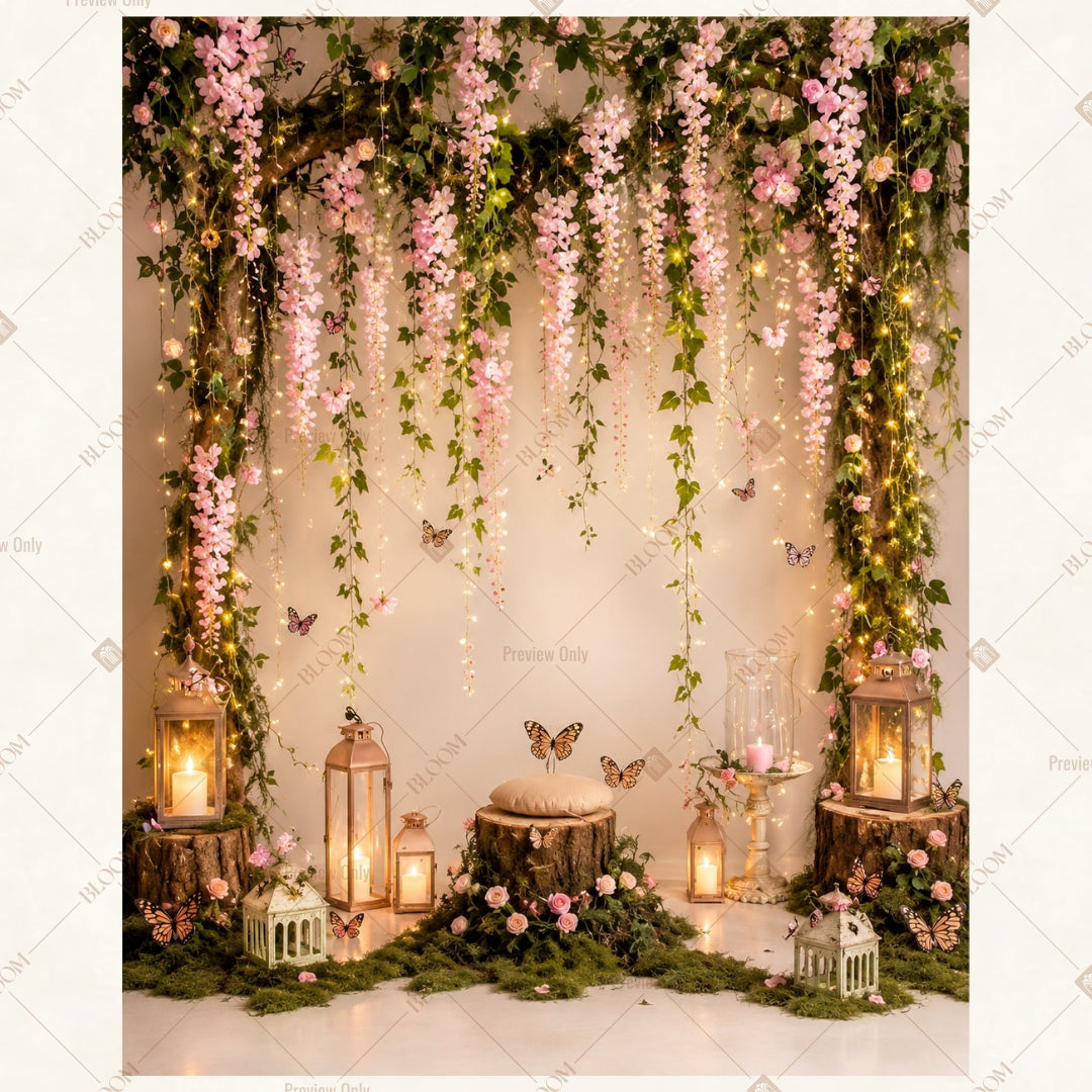 Hanging Wisteria Floral Portrait Rectangle Backdrop