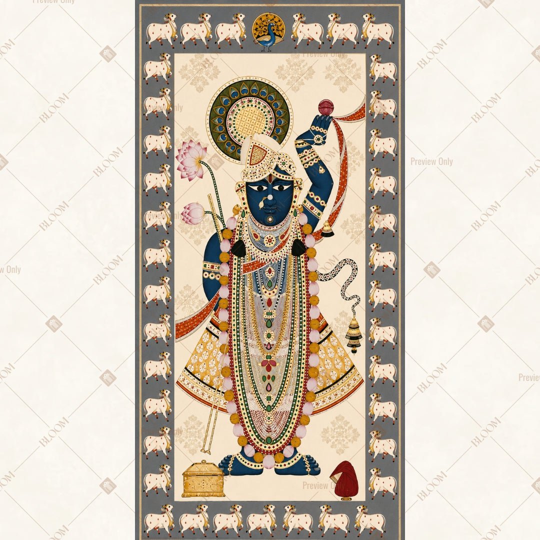 Vintage Krishna Artwork Vertical Backdrop