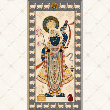 Vintage Krishna Artwork Vertical Backdrop