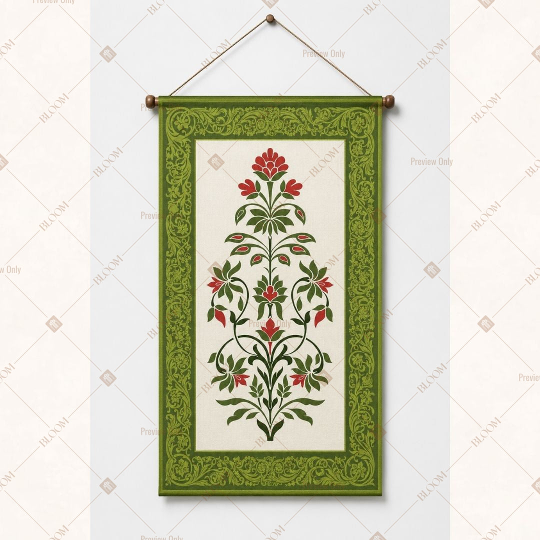 Green Floral Border Wall Hanging