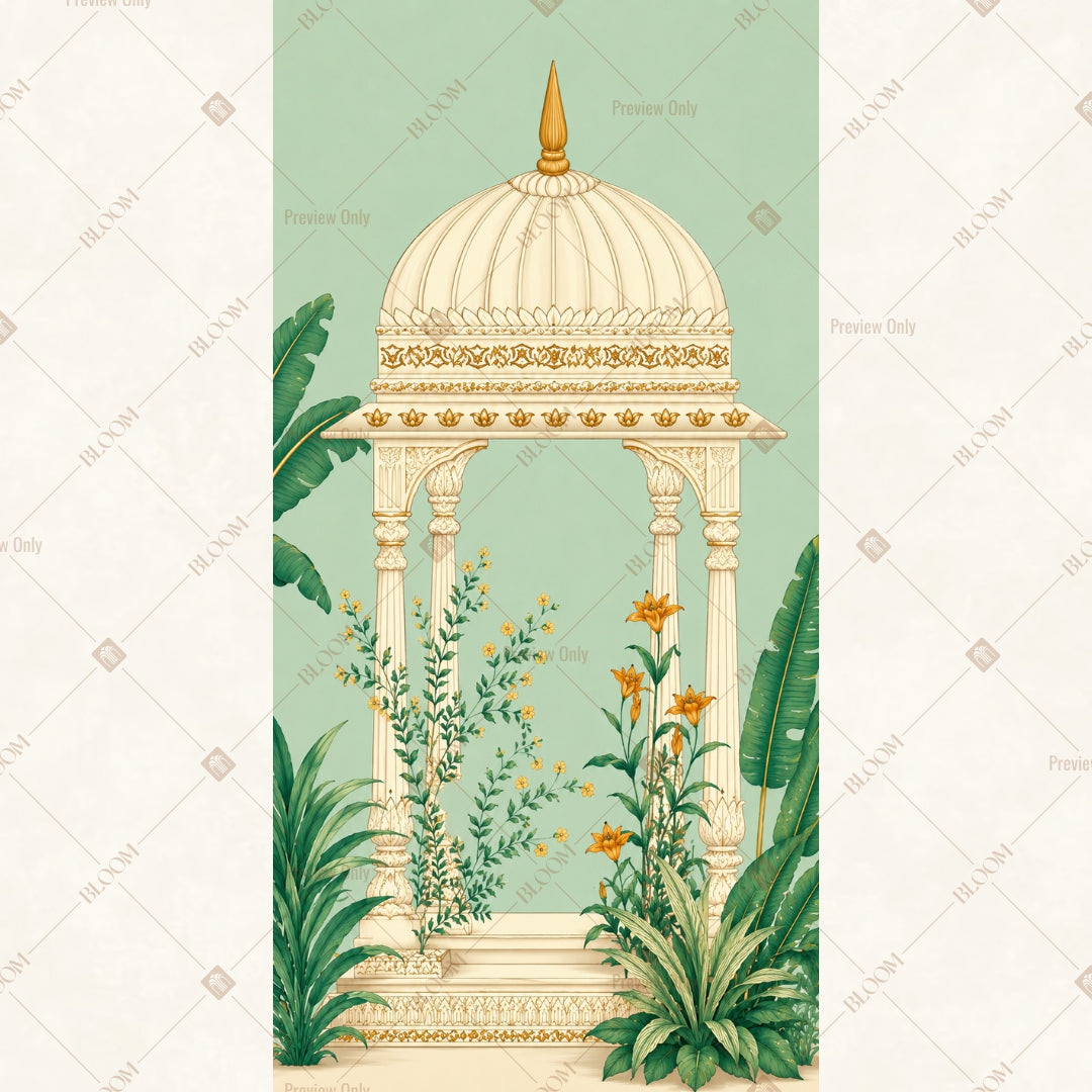 Mint Pavilion Garden Vertical Backdrop