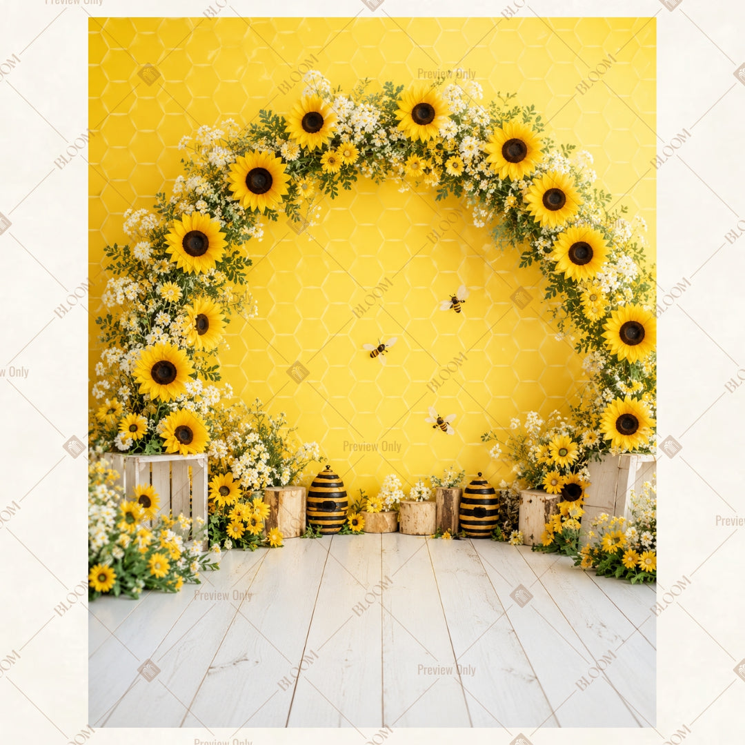 Sunflower Garden Arch Portrait Rectangle Backdrop