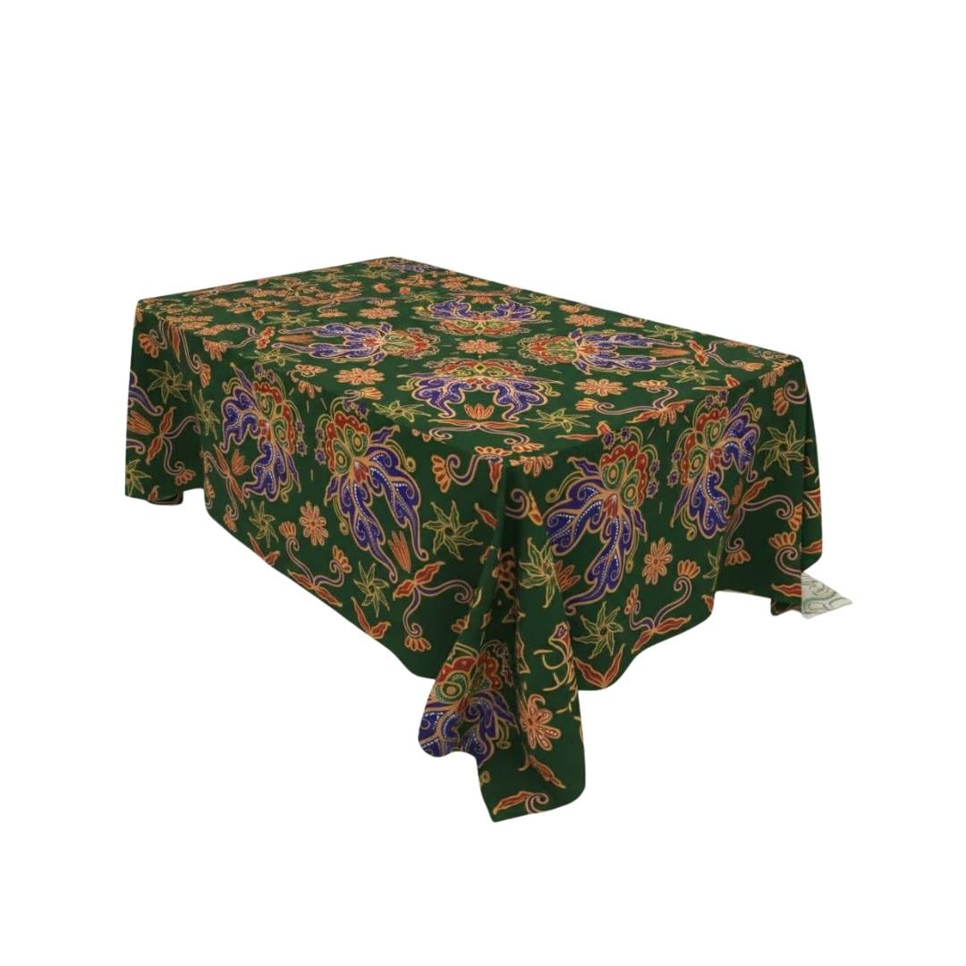 Green Batik Motif Rectangle Table Cover - Pack Of 6