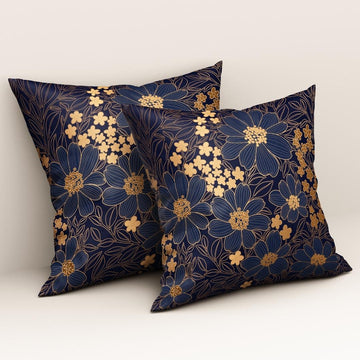 Navy Gold Petals: Cushion Cover - Pack of 12