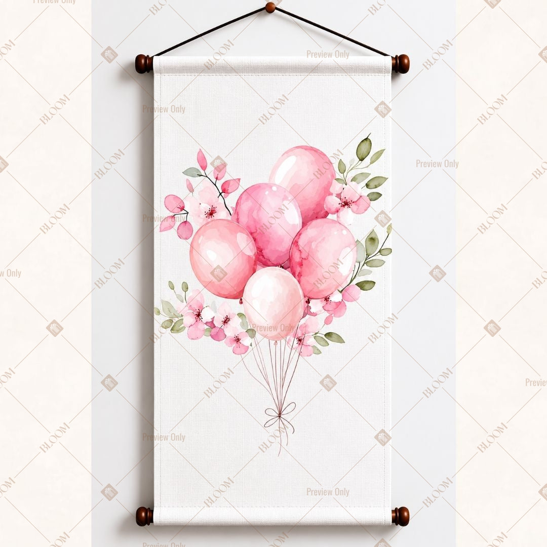 Pink Balloon Bouquet Wall Hanging
