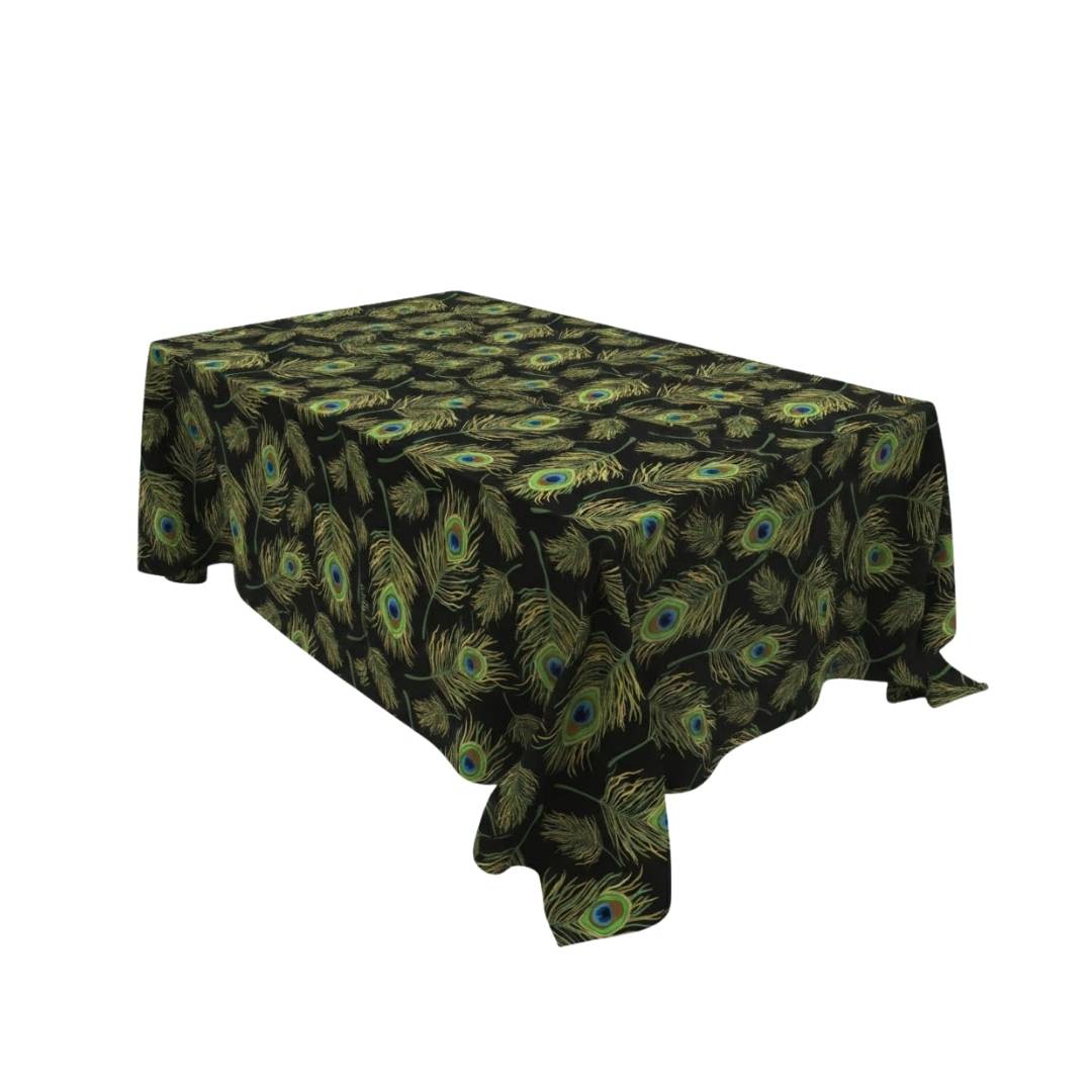 Green Peacock Feather Rectangle Table Cover - Pack Of 6