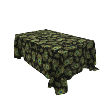Green Peacock Feather Rectangle Table Cover - Pack Of 6