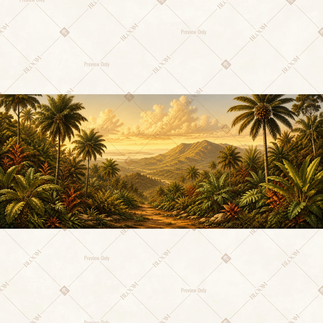 Golden Tropical Landscape Wide Backdrop