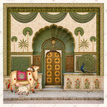 Royal Palace Entrance Arch Square Backdrop