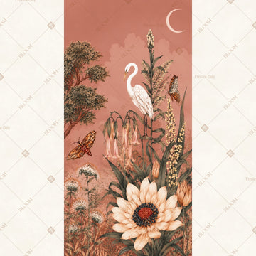 Vintage Crane Botanical Vertical Backdrop