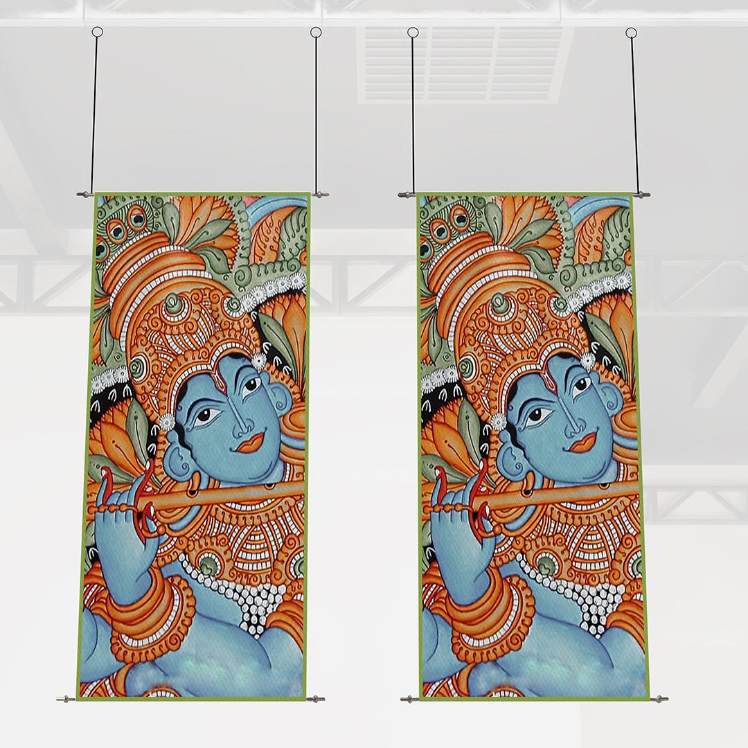 Krishna's Melodic Charm: Hanging - 2 x 4 ft