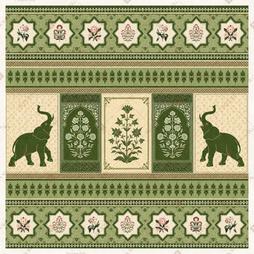 Green Heritage Border Pattern Square Backdrop