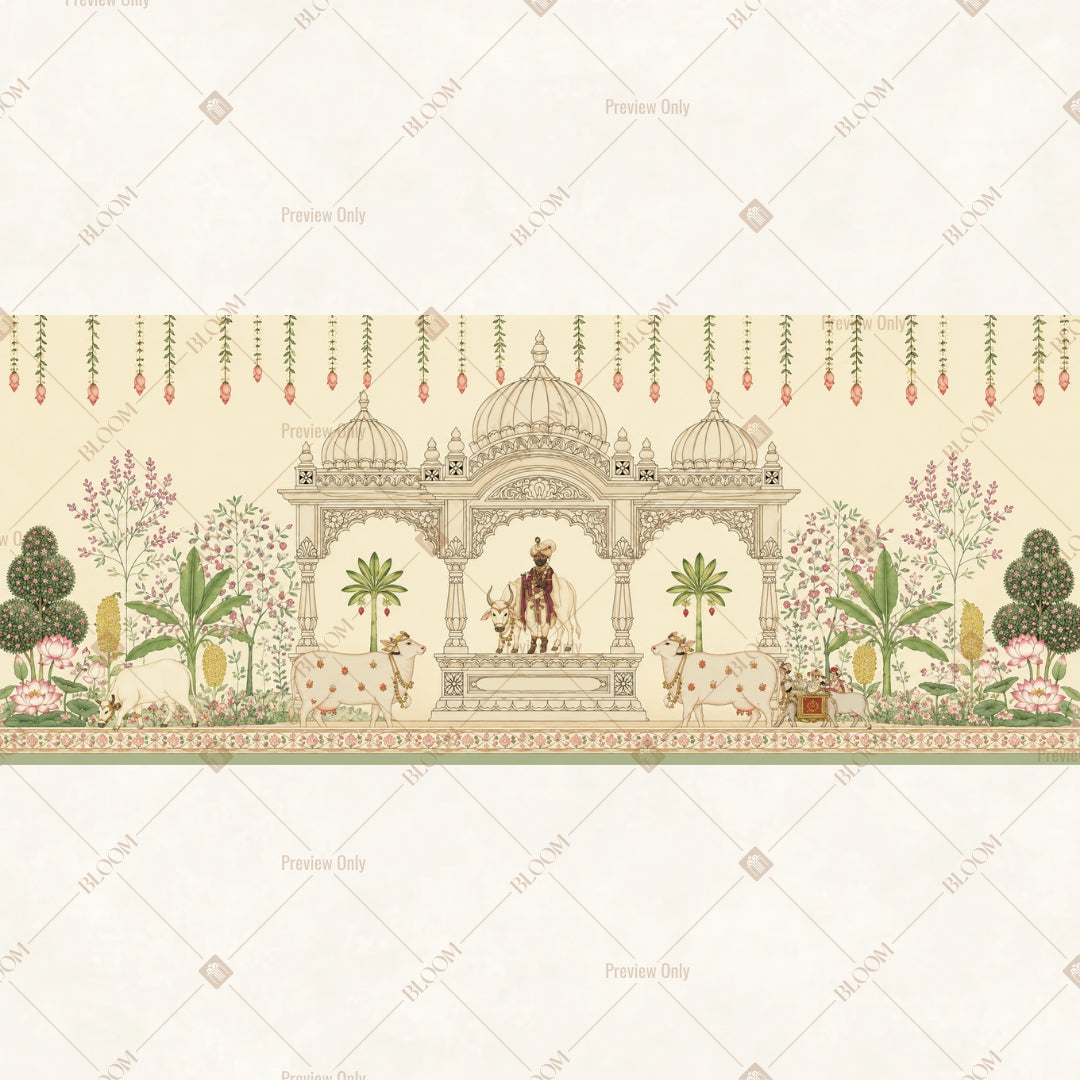 White Mughal Arch Border Wide Backdrop
